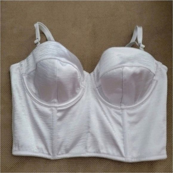 Victoria's Secret Cropped Bustier Pearl White Silver 36B - Picture 2 of 5